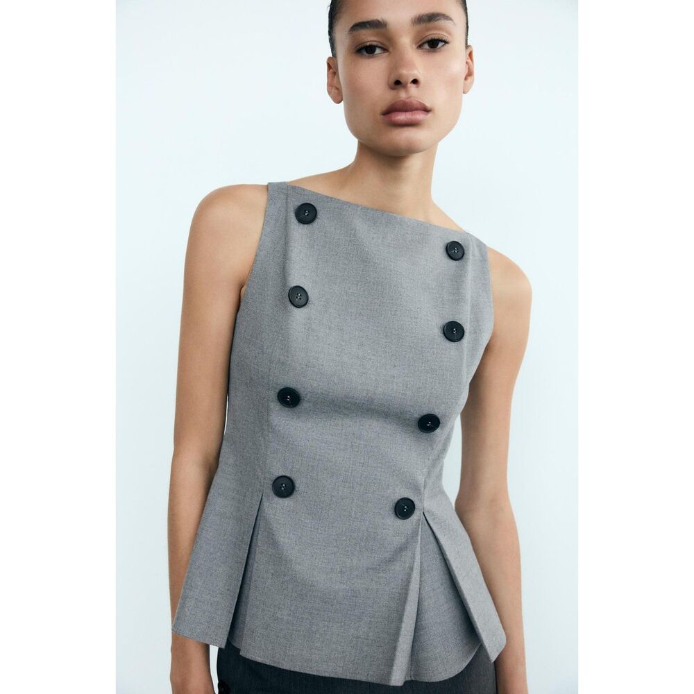 ZARA BOATNECK BUTTON TOP